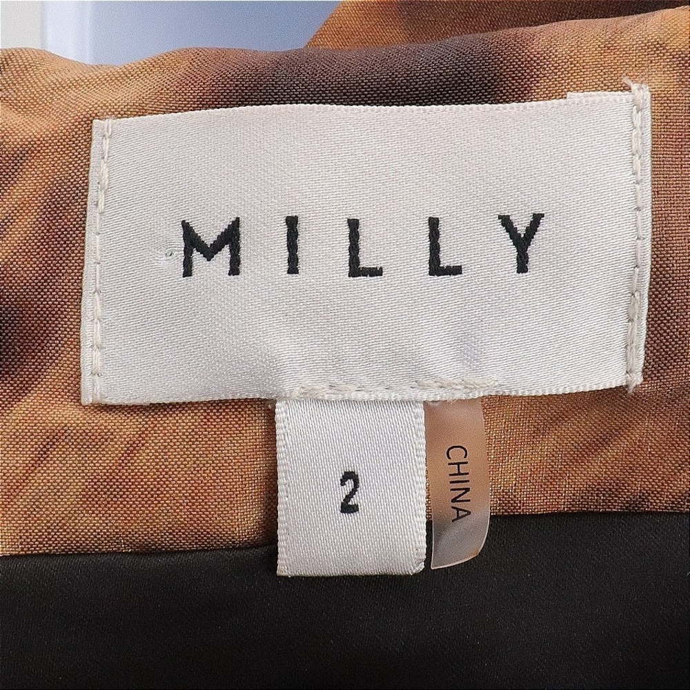 Milly‎ Poppy Leopard Print Taffeta Mini Dress Brown Sleeveless Cocktail Size 2 - Picture 9 of 11